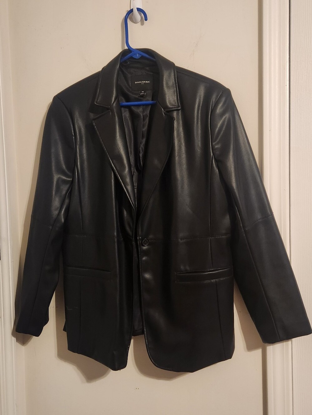 Banana Republic Black Faux Leather Jacket Size 14